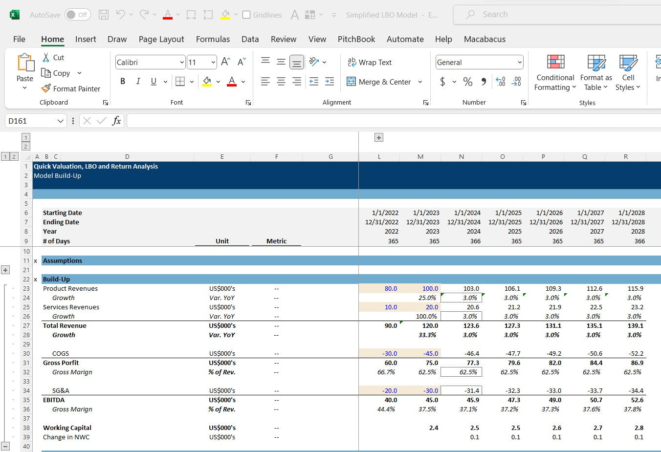 LBO and Return Analysis Excel Spreadsheet Template. Snip Build-up 2