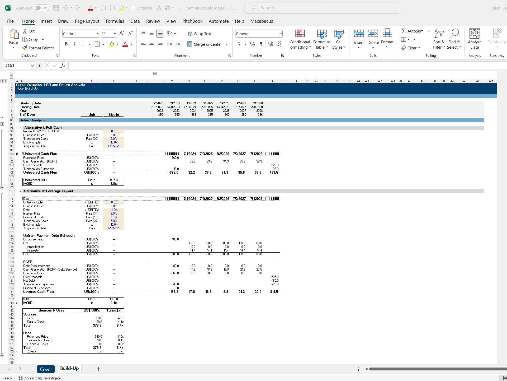 LBO and Return Analysis Excel Spreadsheet Template. Snip Return Analysis