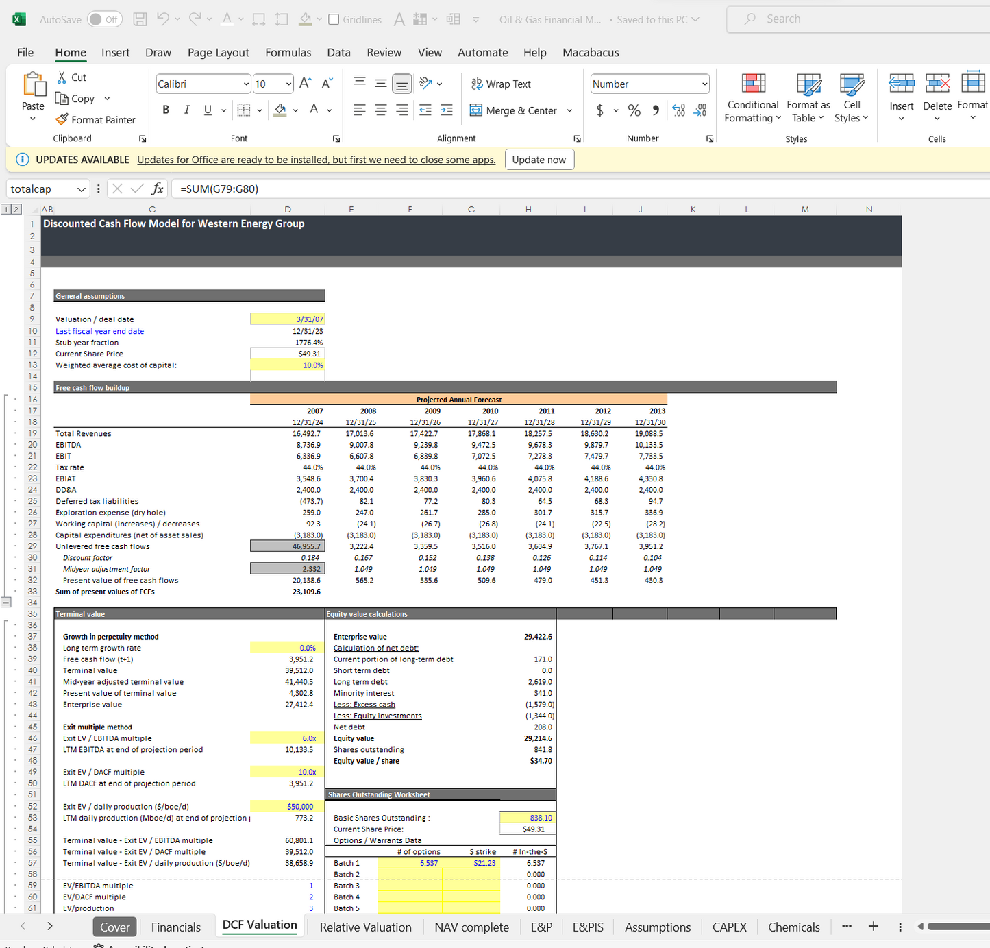 Oil & Gas Financial Model Template