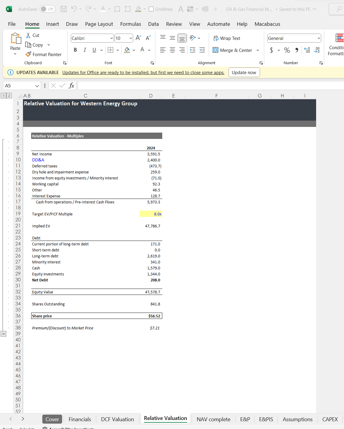 Oil & Gas Financial Model Template