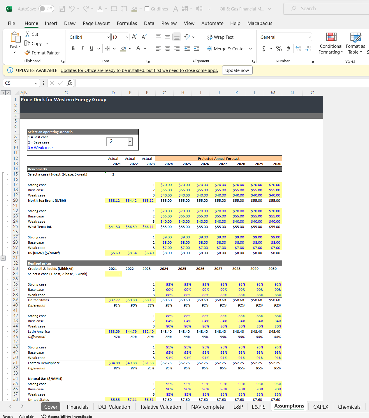 Oil & Gas Financial Model Template