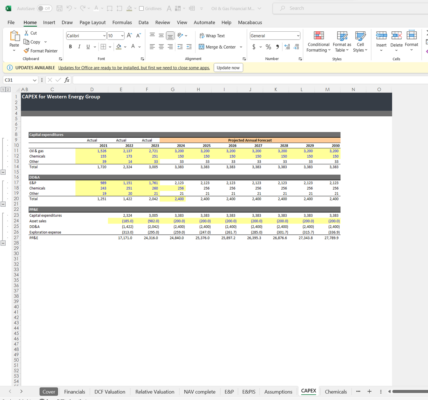 Oil & Gas Financial Model Template