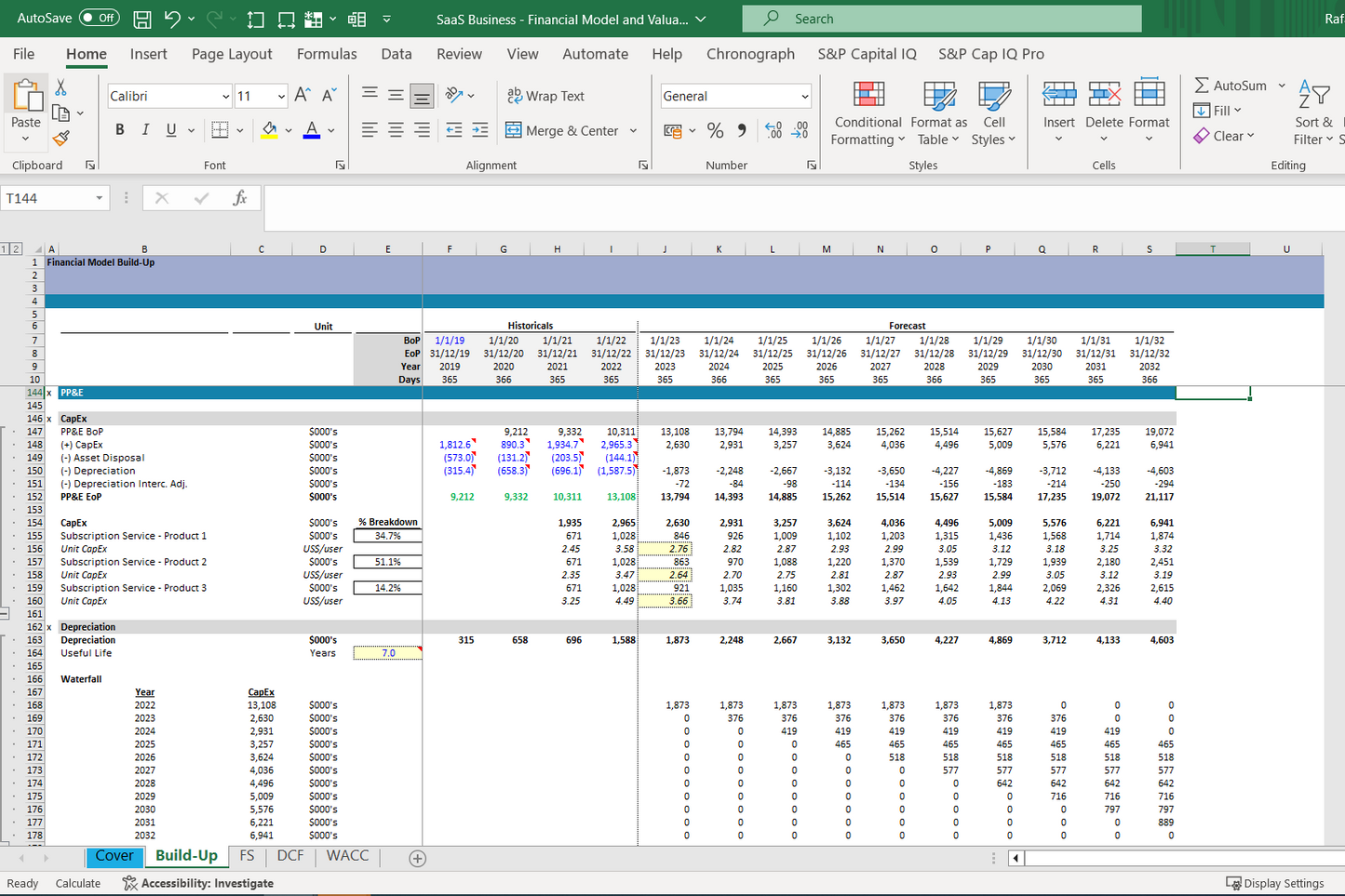 eCommerce / Online business financial model and valuation excel spreadsheet template. Build-up snip 2